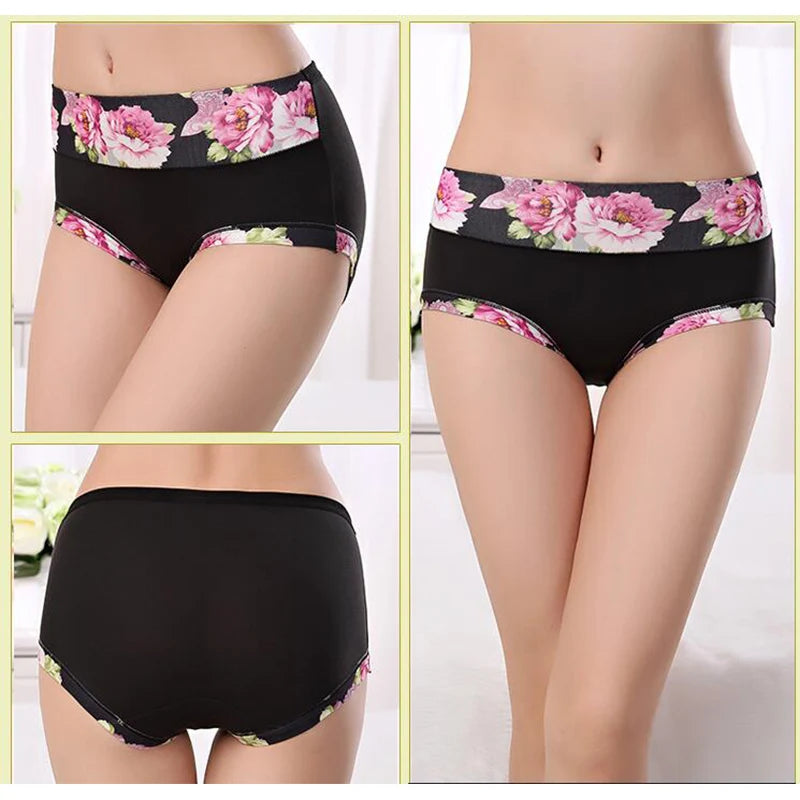 3-Pack Plus Size Cotton Floral Briefs for Women – Mid-Rise Underwear 4XL–13XL