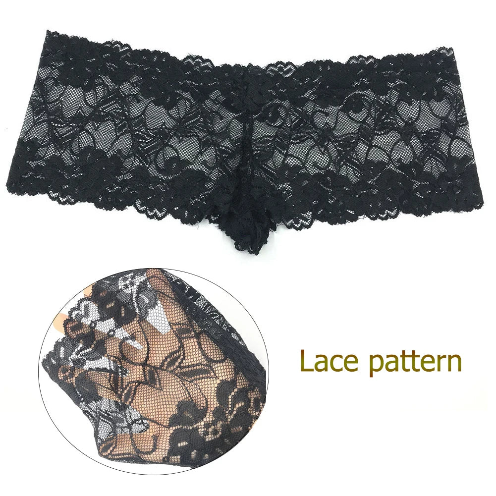 5XL Plus Size Lace Thong Panties – Low-Waist Hollow-Out Women’s Underwear