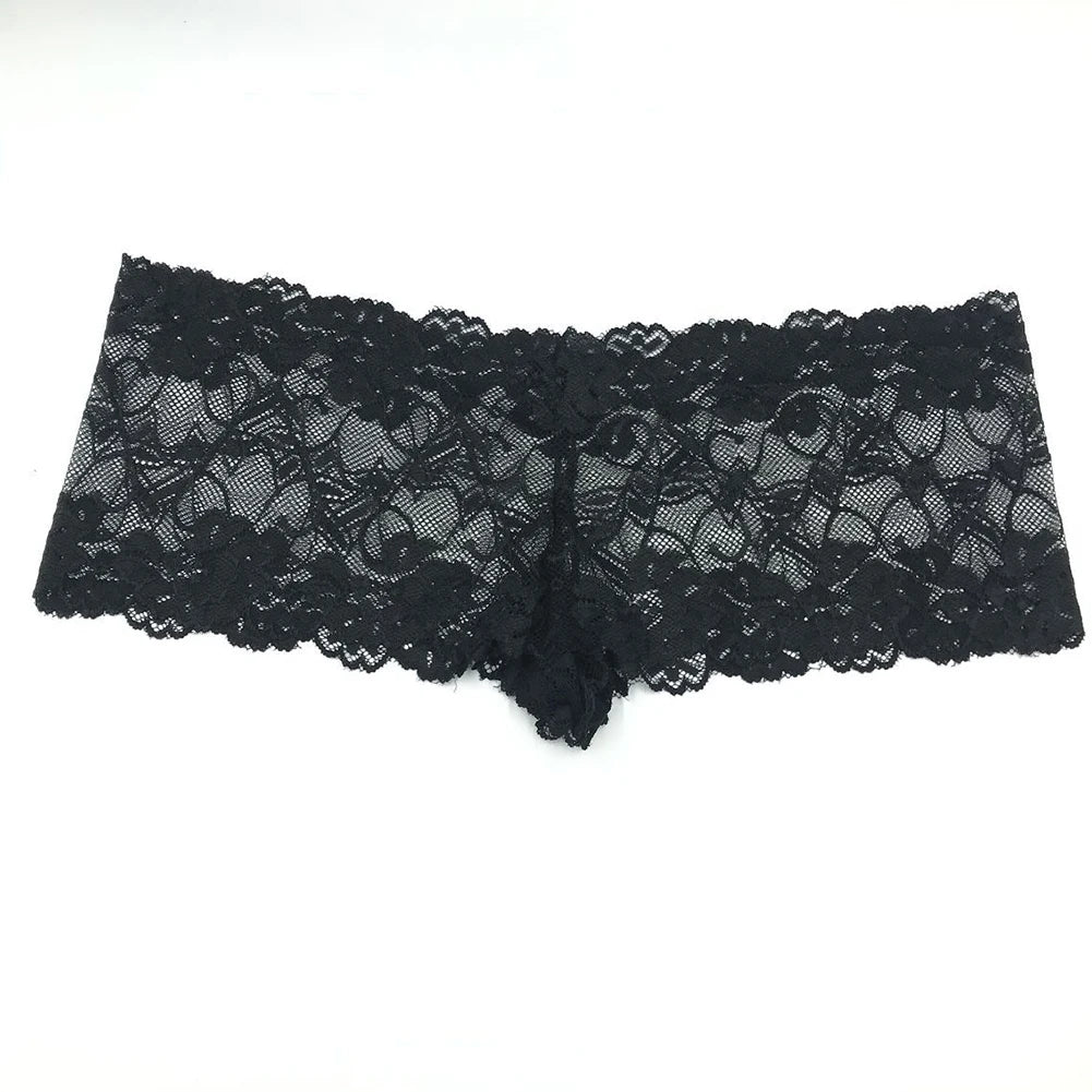 5XL Plus Size Lace Thong Panties – Low-Waist Hollow-Out Women’s Underwear