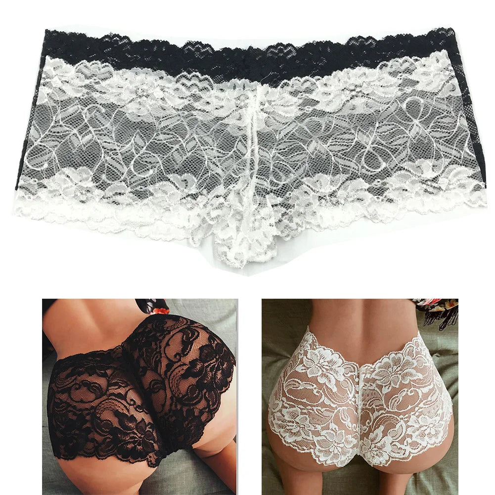 5XL Plus Size Lace Thong Panties – Low-Waist Hollow-Out Women’s Underwear