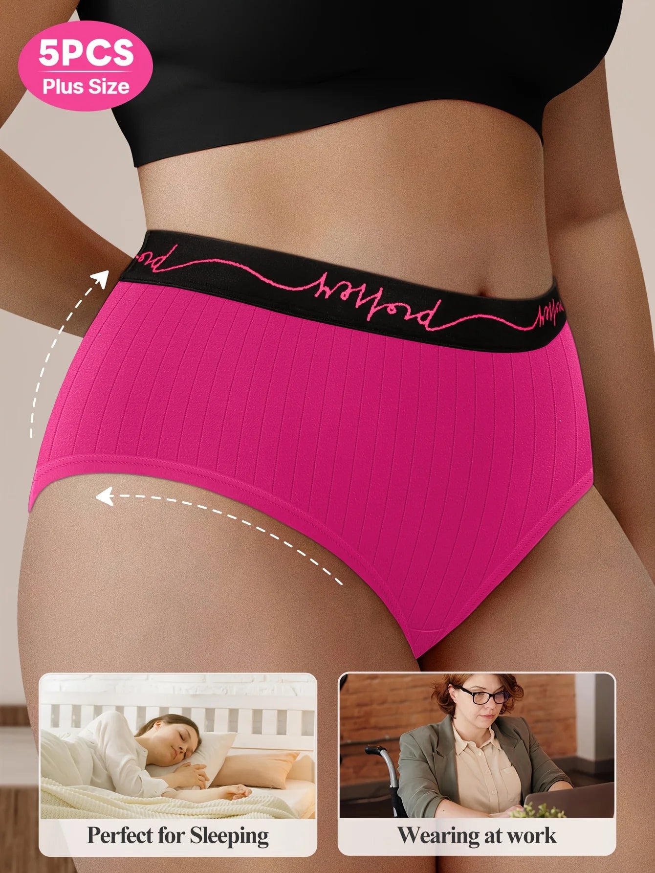 5-Pack Plus Size Mid-Rise Boyshort Underwear – Soft, Seamless & Comfortable