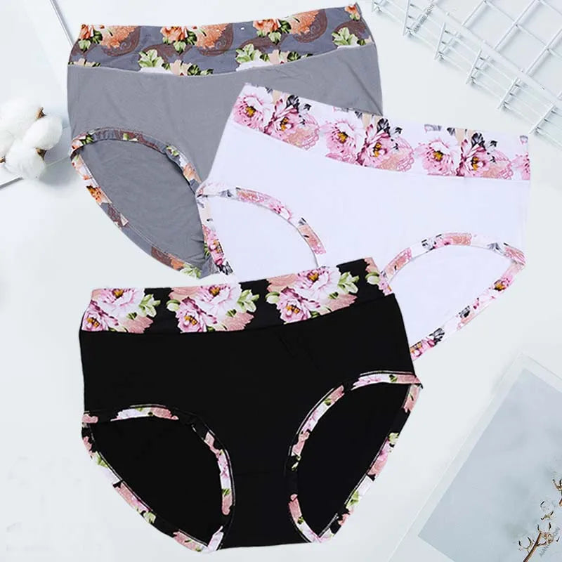 3-Pack Plus Size Cotton Floral Briefs for Women – Mid-Rise Underwear 4XL–13XL
