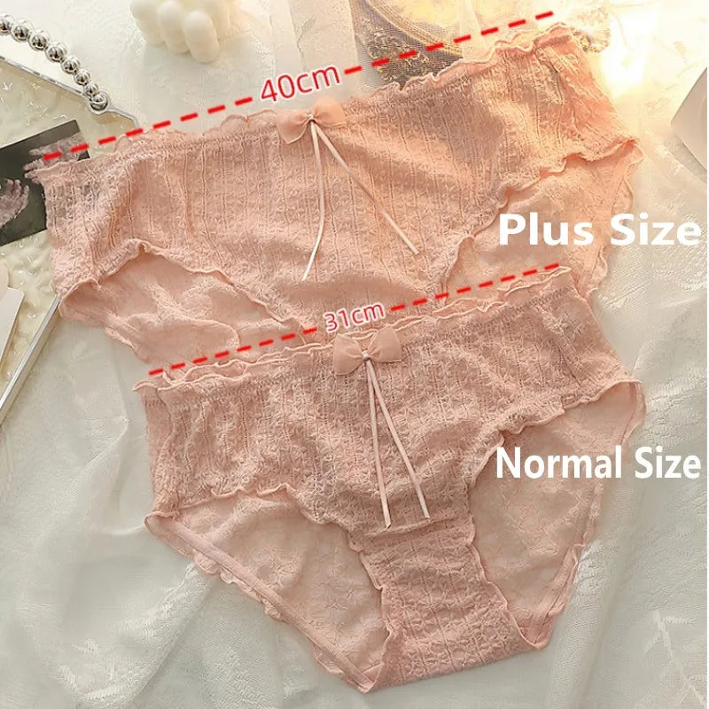 Plus Size Cotton Lace Briefs – Breathable Full Coverage Panties XL–4XL