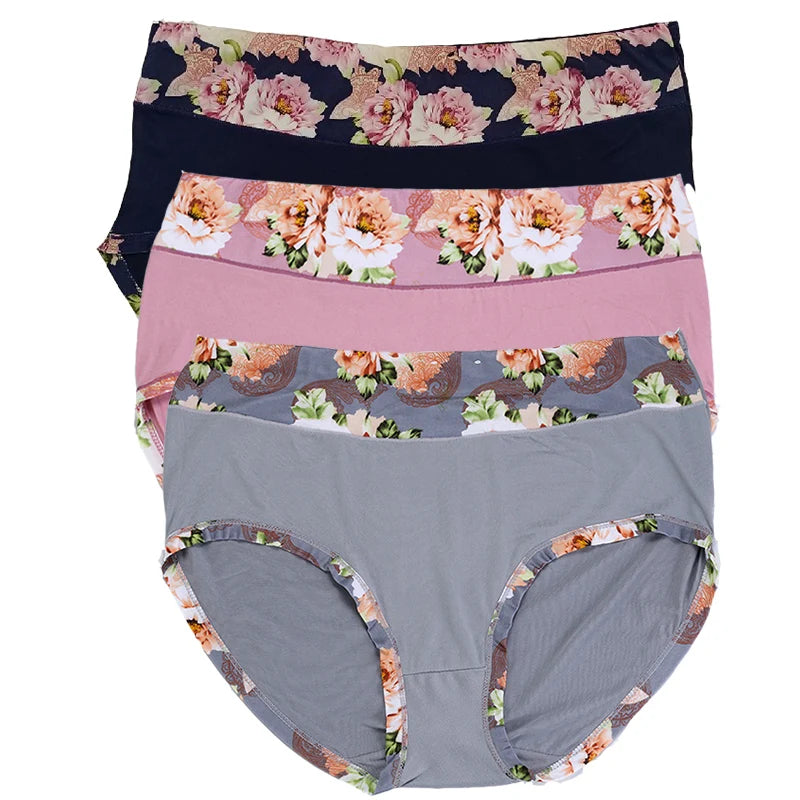 3-Pack Plus Size Cotton Floral Briefs for Women – Mid-Rise Underwear 4XL–13XL