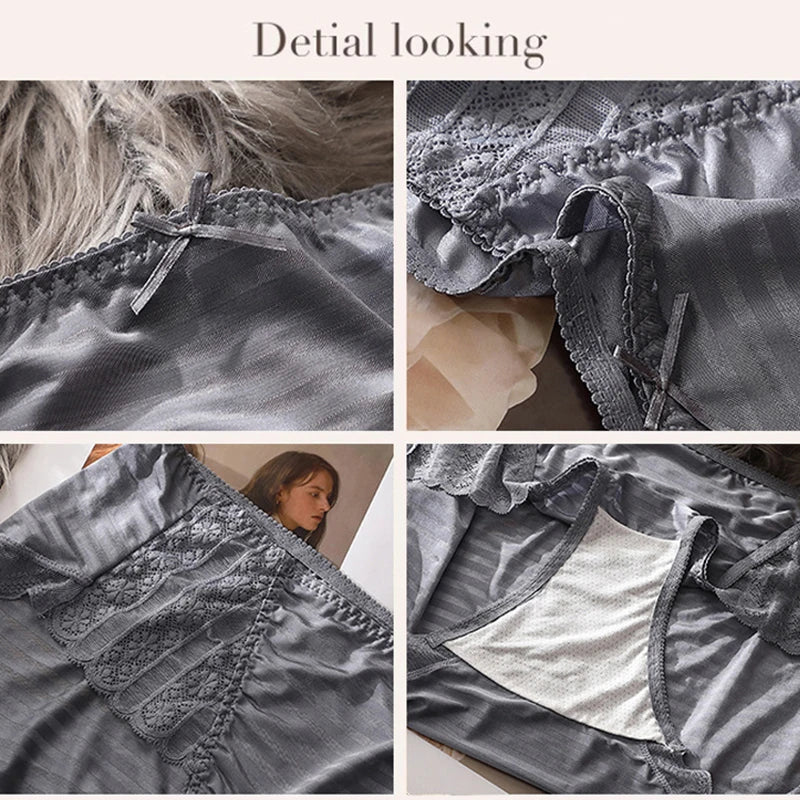 Plus Size Lace Briefs for Women – Sexy Hollow-Out Mid-Rise Underwear (XXL–5XL)