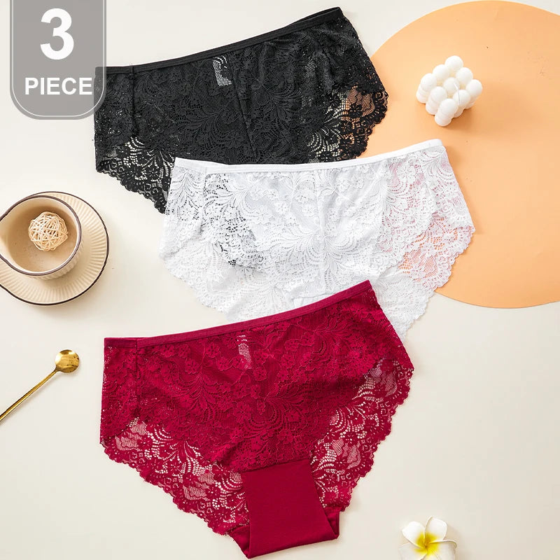 3-Pack Maternity High Waist Lace Panties – Breathable Pregnancy Underwear for Women