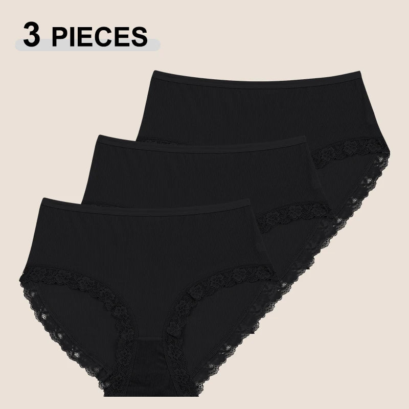 3-Pack Plus Size Maternity Seamless Lace High-Waist Panties (L–4XL)