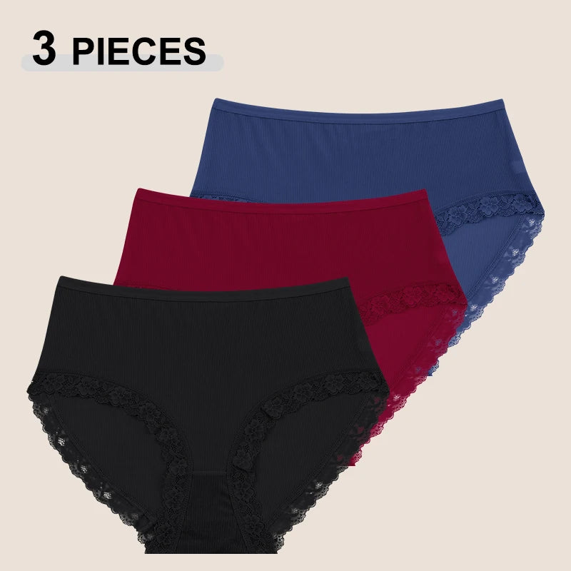3-Pack Plus Size Maternity Seamless Lace High-Waist Panties (L–4XL)
