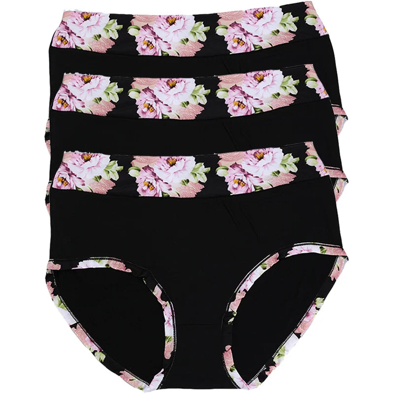 3-Pack Plus Size Cotton Floral Briefs for Women – Mid-Rise Underwear 4XL–13XL