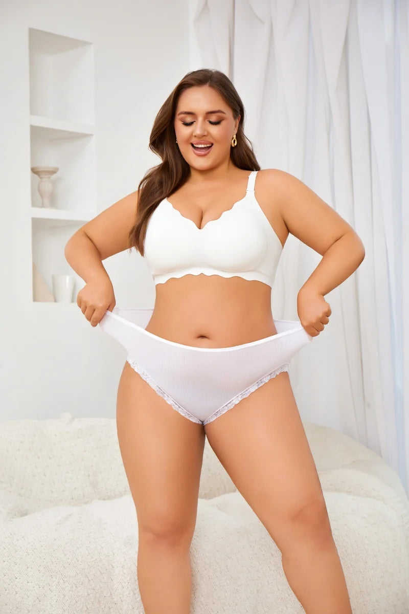 3-Pack Plus Size Maternity Seamless Lace High-Waist Panties (L–4XL)