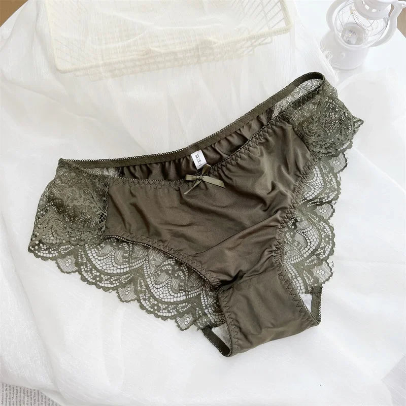 Plus Size Lace Briefs for Women – Seamless Ice Silk Panties L–4XL