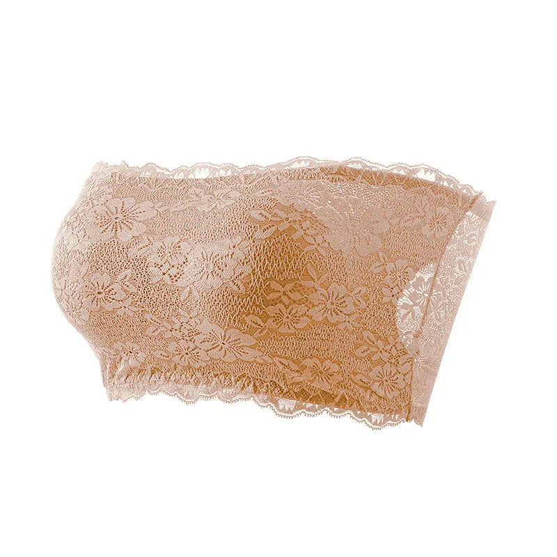 Plus Size Strapless Lace Bra – Seamless Wireless Body Shaping Support