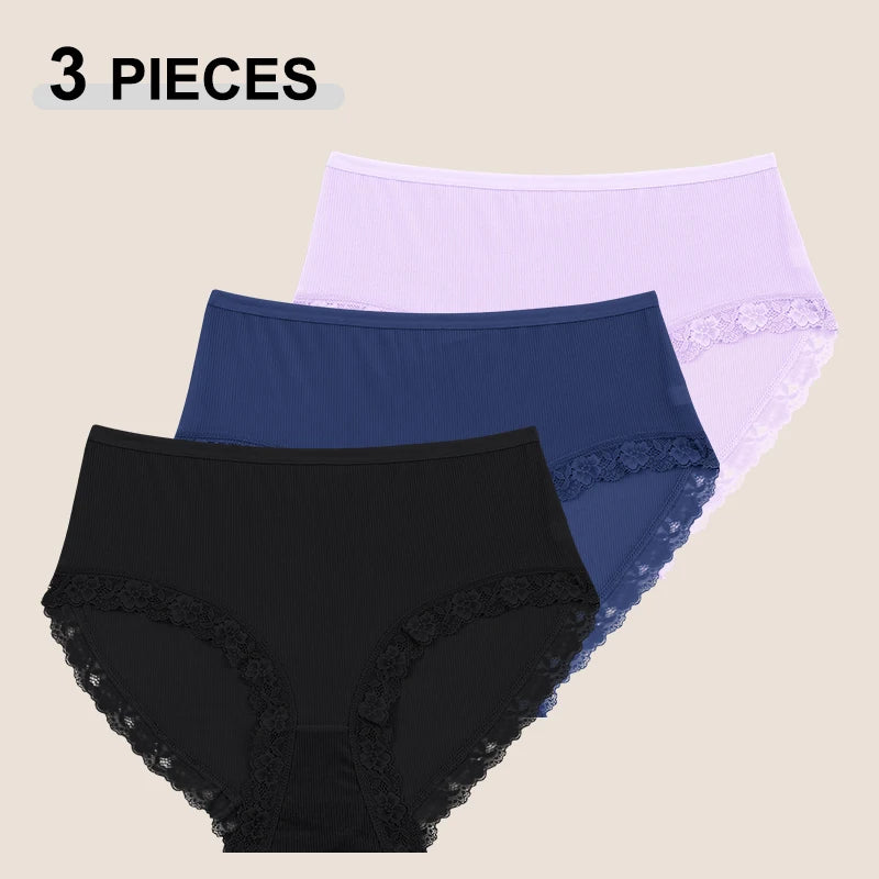 3-Pack Plus Size Maternity Seamless Lace High-Waist Panties (L–4XL)