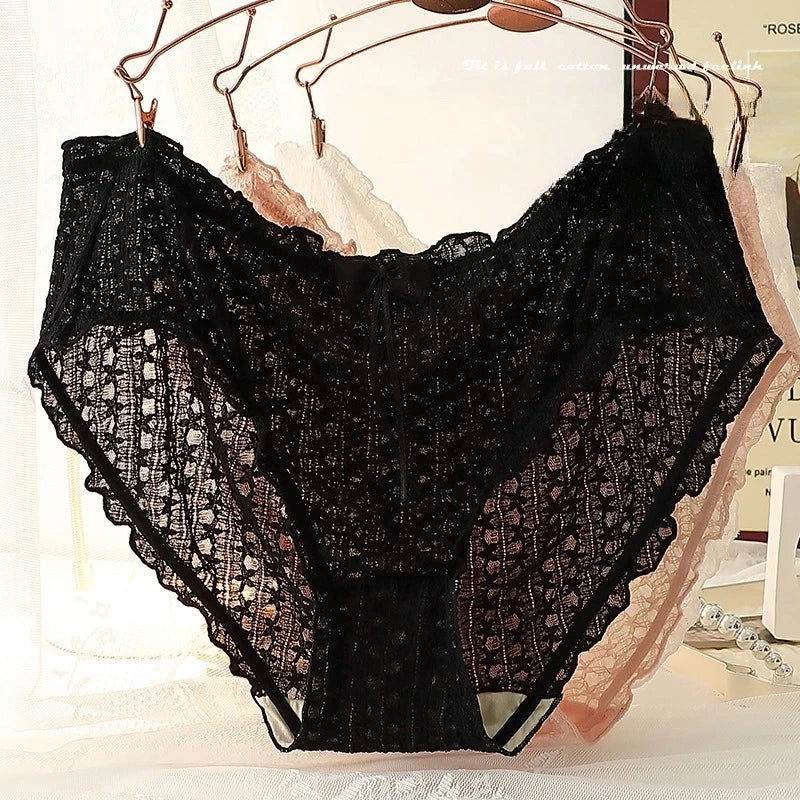 Plus Size Cotton Lace Briefs – Breathable Full Coverage Panties XL–4XL