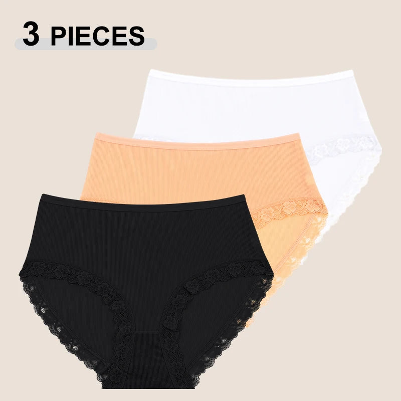 3-Pack Plus Size Maternity Seamless Lace High-Waist Panties (L–4XL)
