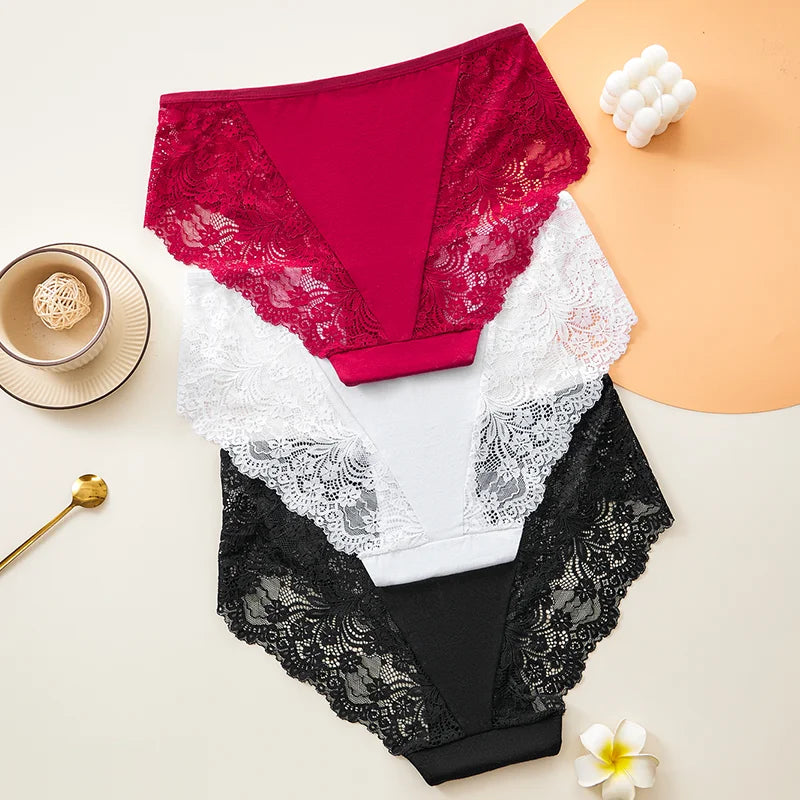3-Pack Maternity High Waist Lace Panties – Breathable Pregnancy Underwear for Women