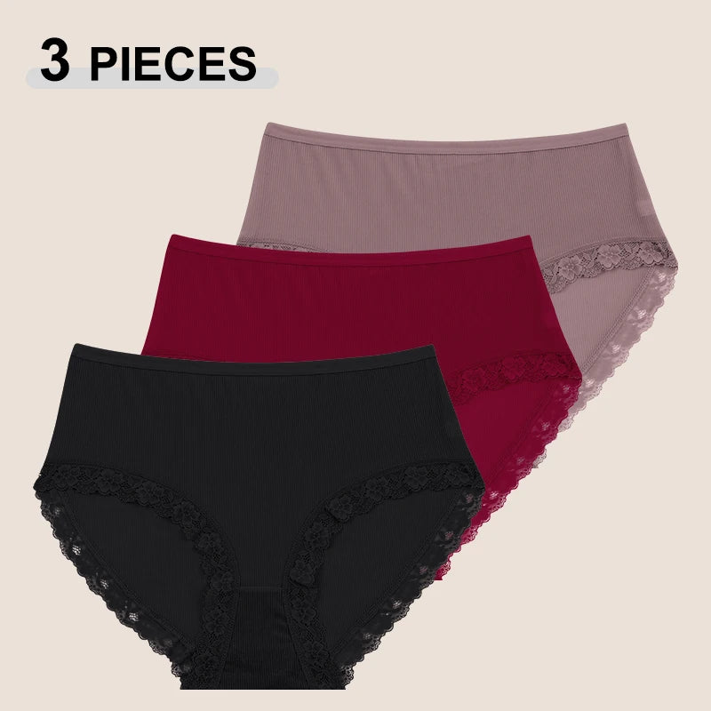 3-Pack Plus Size Maternity Seamless Lace High-Waist Panties (L–4XL)