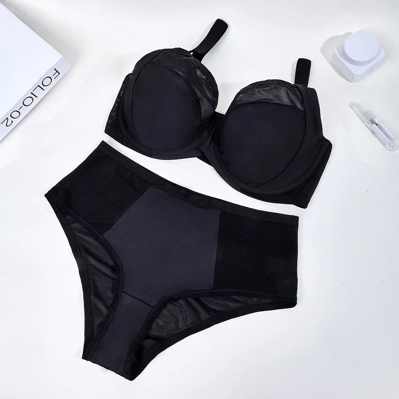 Plus Size Minimizer Bra & Panty Set – Full Coverage Underwire Lingerie (D–H Cup)