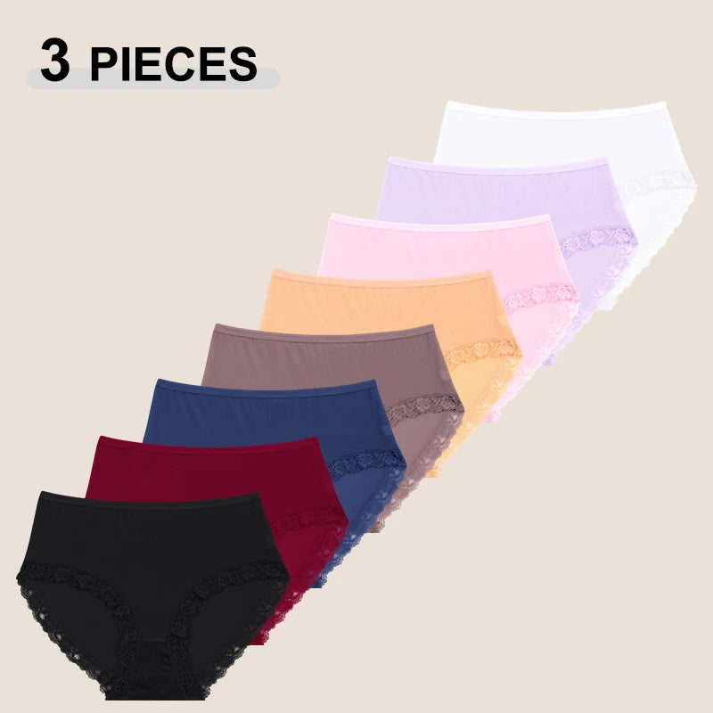 3-Pack Plus Size Maternity Seamless Lace High-Waist Panties (L–4XL)
