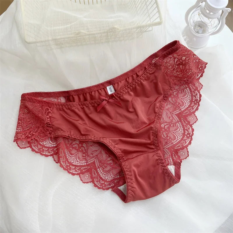 Plus Size Lace Briefs for Women – Seamless Ice Silk Panties L–4XL