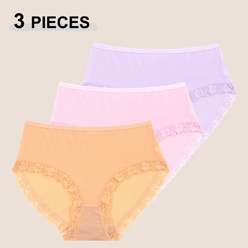 3-Pack Plus Size Maternity Seamless Lace High-Waist Panties (L–4XL)