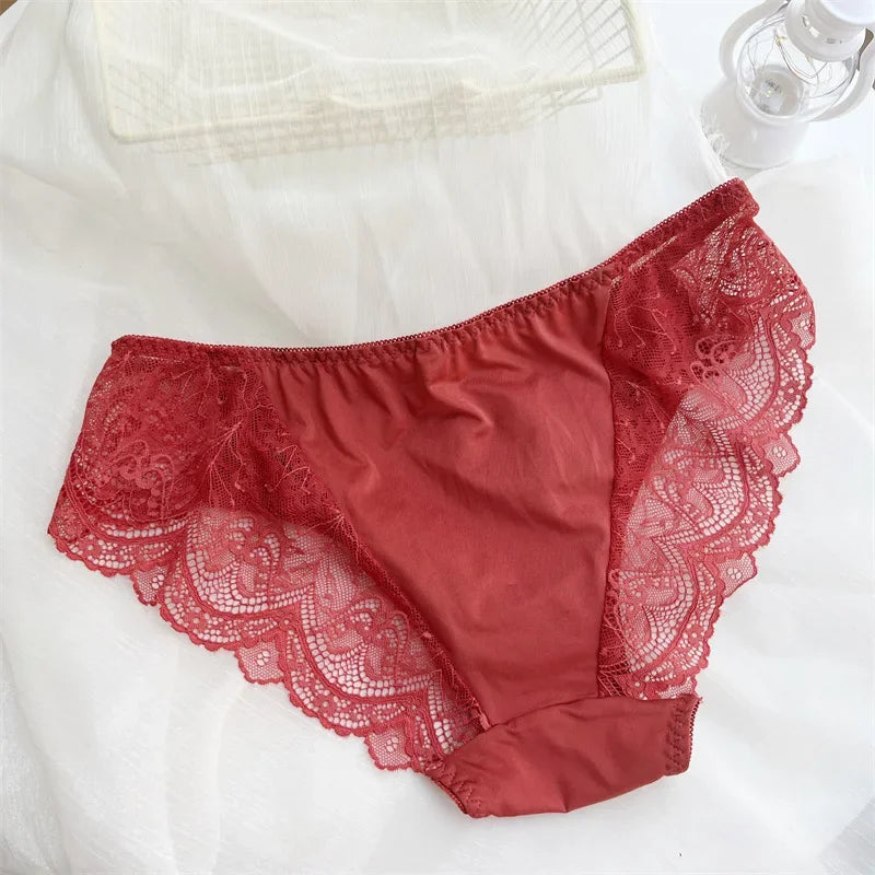 Plus Size Lace Briefs for Women – Seamless Ice Silk Panties L–4XL